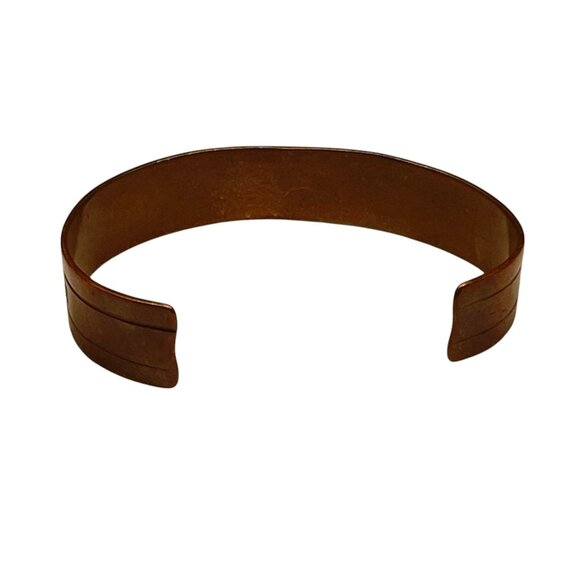 Vintage Copper Cuff Bracelet With Floral Engraving Design For Women - Picture 4 of 9